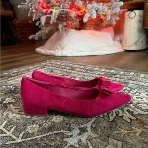 Hot Pink  Suede Women's Flats
